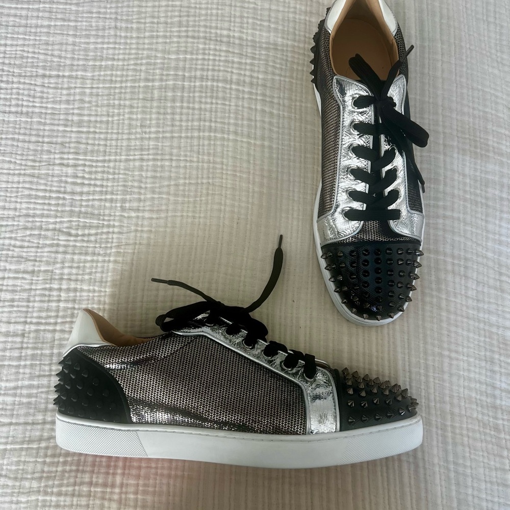 Silver and Black Studded Sneakers
